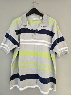 Cutter & Buck Grey Navy Lime Striped Polo